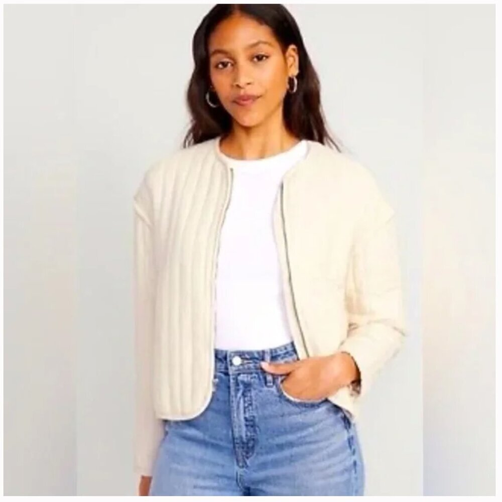 Old Navy Womens‎ Large Quilted Bomber Jacket in Cozy Cashmere Gorpcore Boho